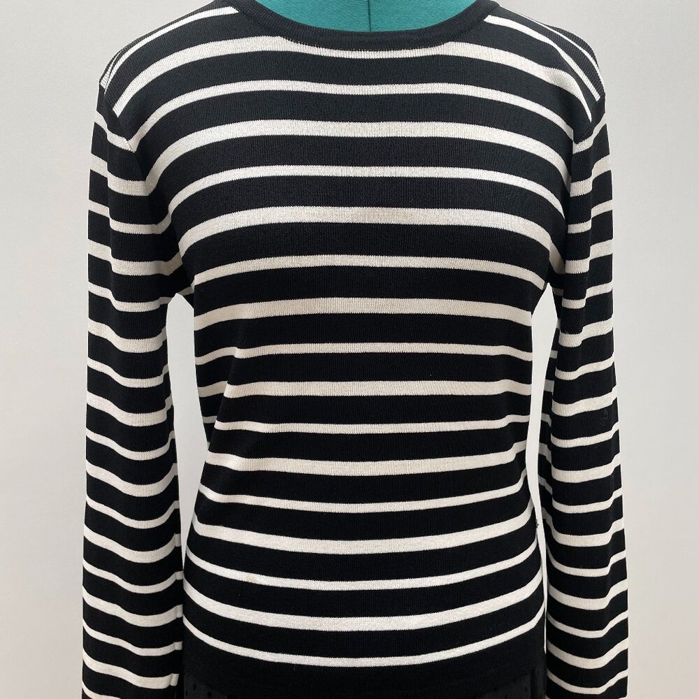 Black and white striped light sweater made in Italy